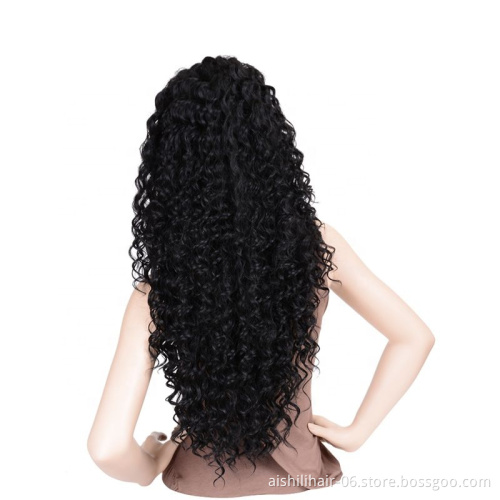 factory price black long roll wig, 24-inch artificial wool lace front wig, no kink and curl lace front wig synthetic hair wigs